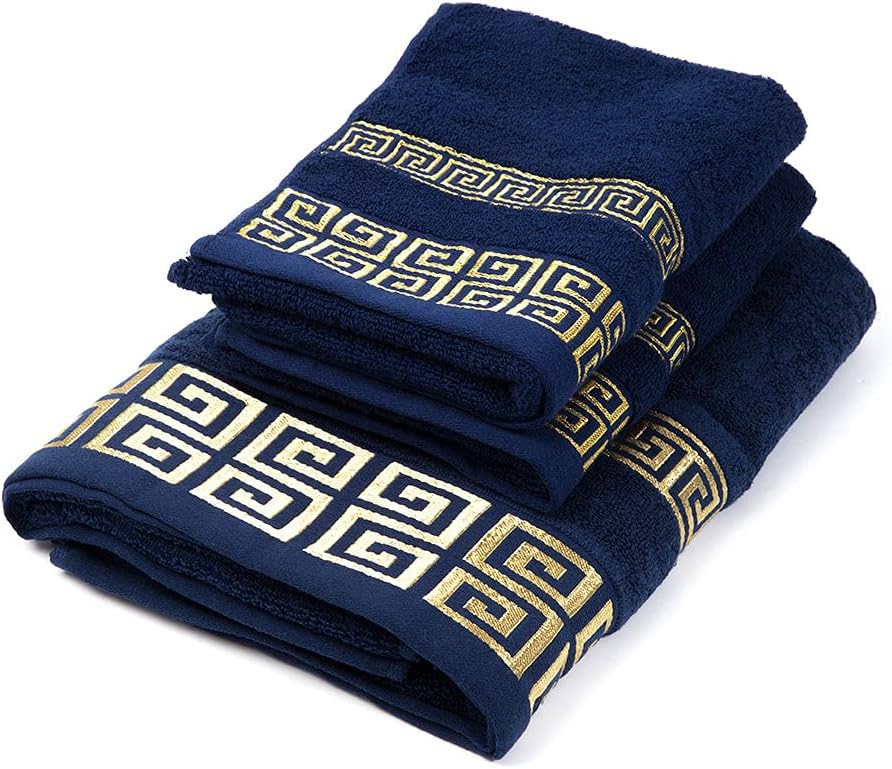 100% Cotton Highly Absorbent Embroidered Towels 3-Piece Towel Set Hotel Bath Towel, 1 Bath Towels, 2 Hand Towels Extra Thick Beach Bath Towels