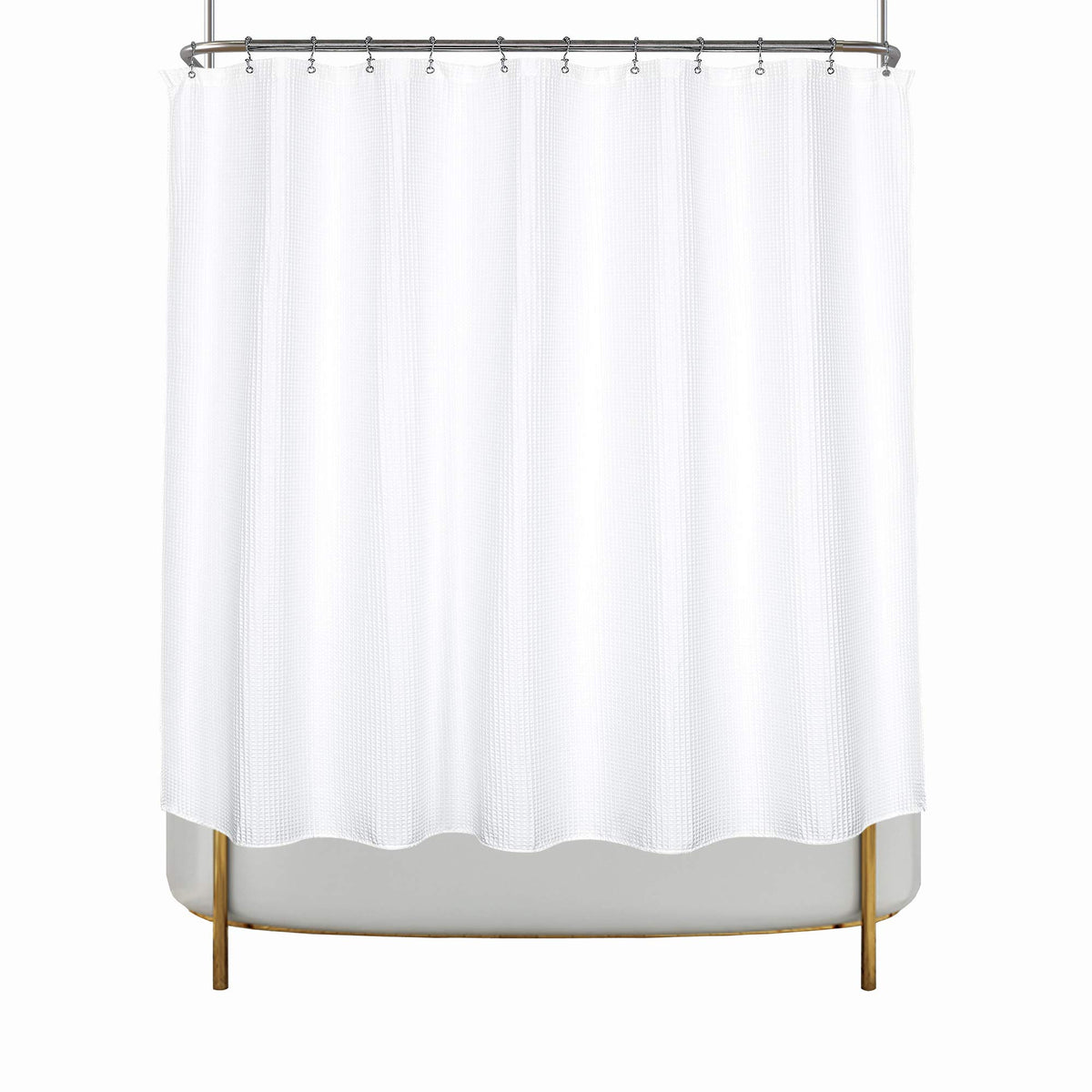 Barossa Design Waffle Weave Shower Curtain Fabric White, 72x72