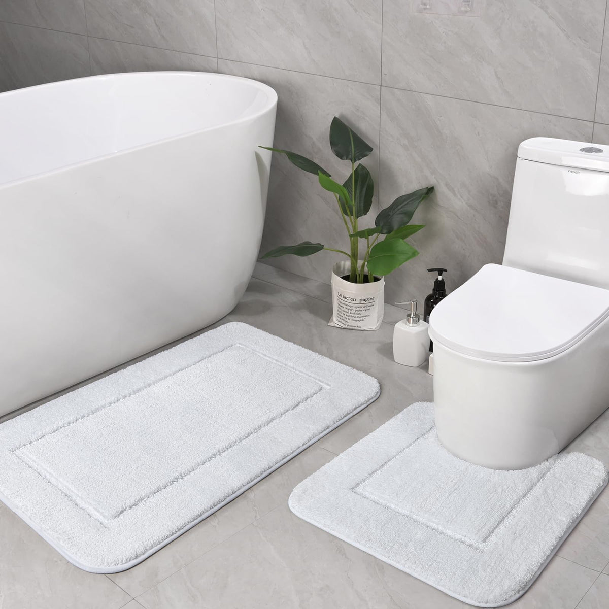 LOCHAS Bathroom Rug Set 2 Piece, 20''x20'' & 34''x21'', Beige