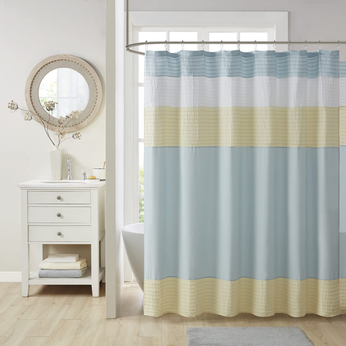 Comfort Spaces Windsor Shower Curtain for Bathroom, 72 x 72, Black