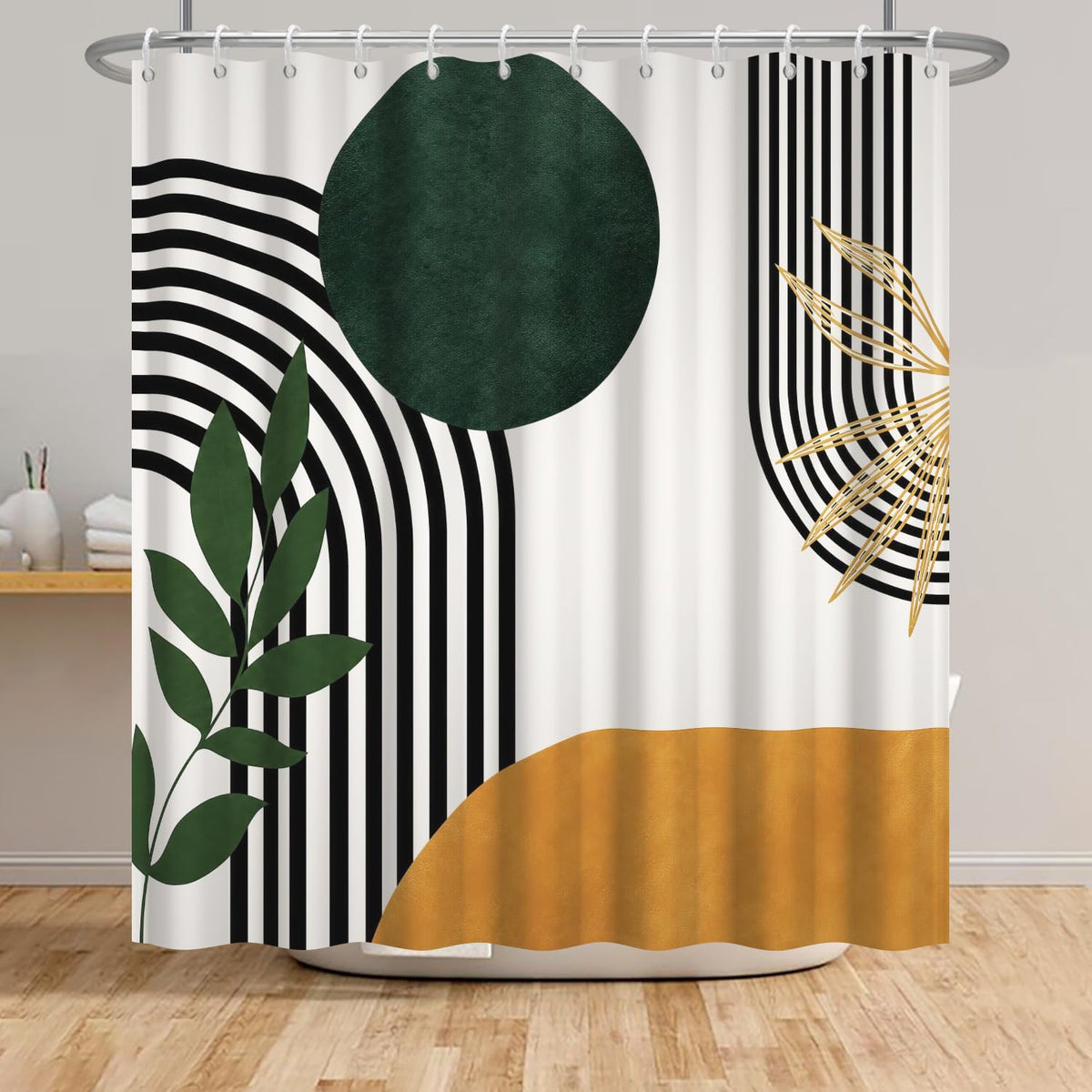 Burnt Orange Rust Shower Curtain Boho Abstract Geometric