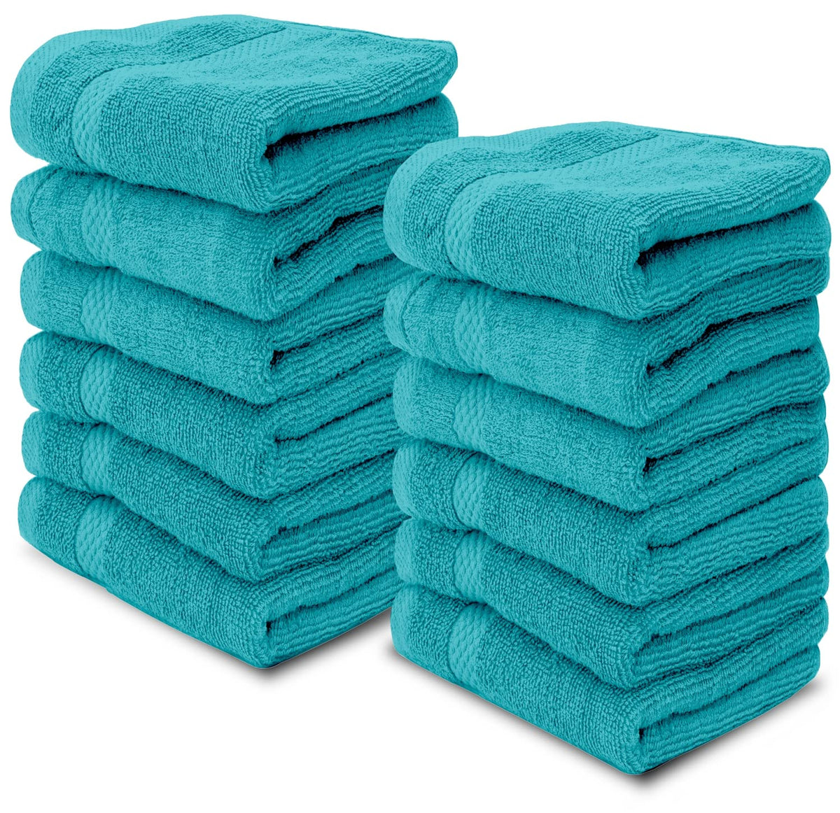 White Classic Luxury Ivory Washcloths 12 Pack - 13x13, 100% Turkish Cotton