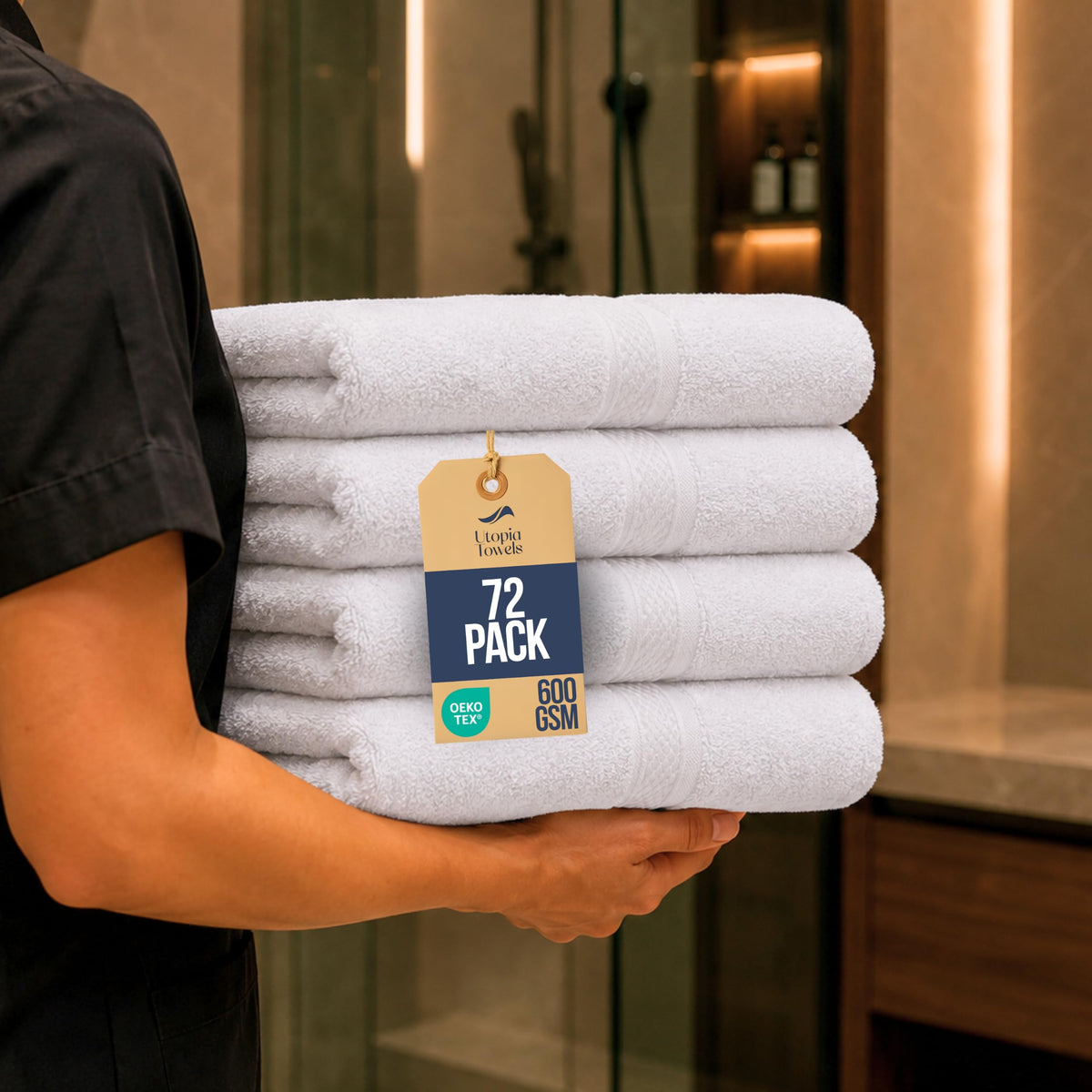 Utopia Towels 6 Pack Premium Hand Towels, 16x28 in, 600 GSM Cotton, White