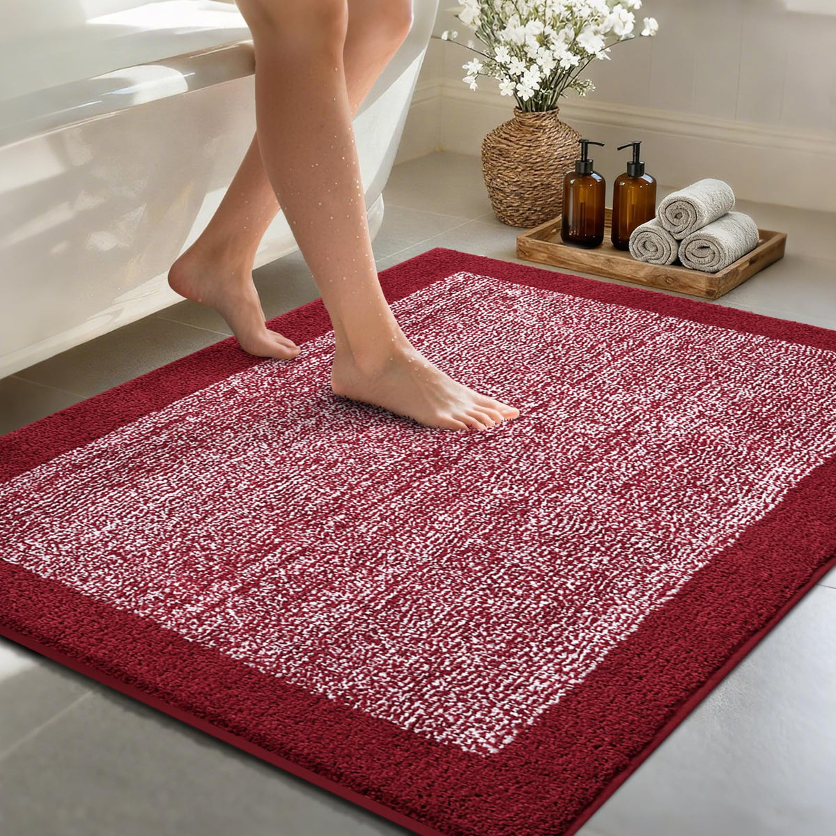 48x24 Long Bathroom Rugs Non Slip Washable, Soft Absorbent Bath Mat Blue