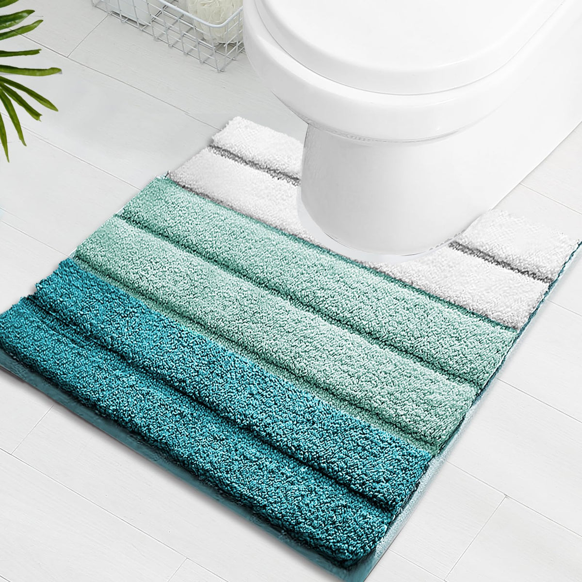SiliPacks Striped Bathroom Rugs,Turquoise Bath Mat,Bath Rugs,20"x32"