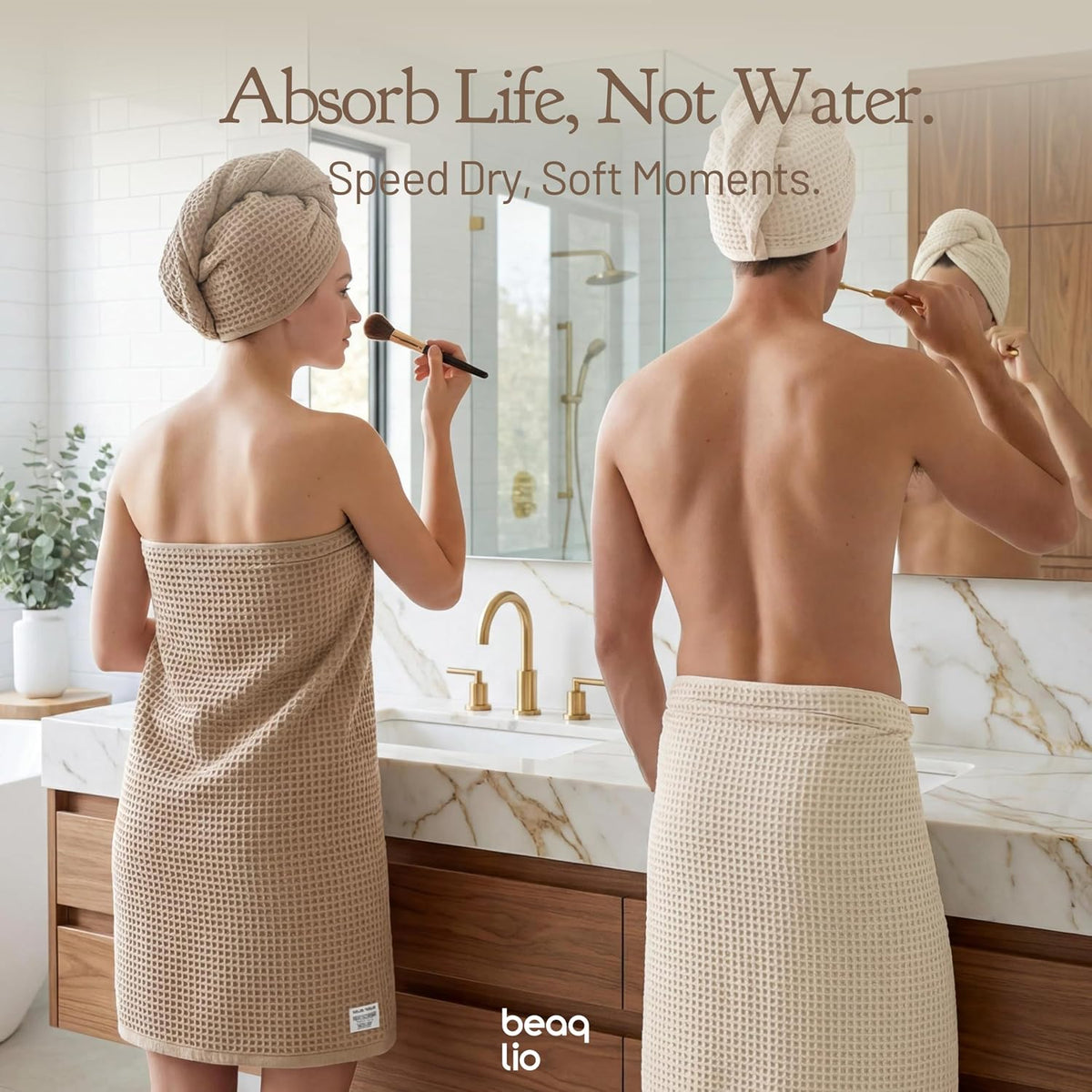 100% Cotton Waffle Towel Set, 4pcs Bath Towels for Bathroom 55*29''