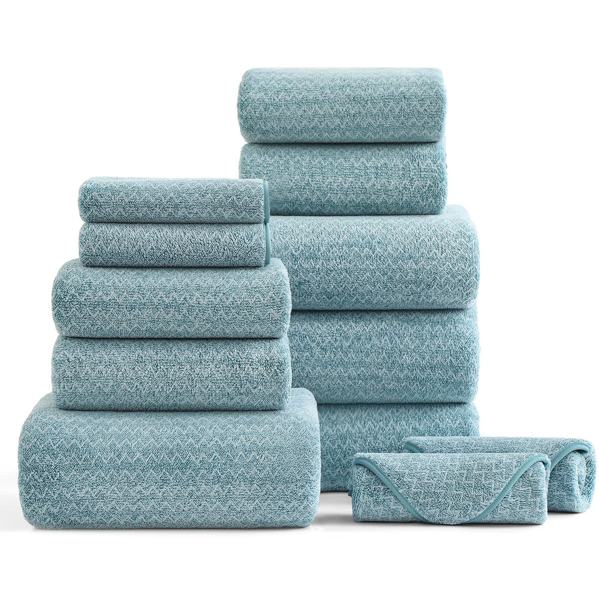 Ultra Soft Bath Towel Set,12 Piece (4 Bath Towels,4 Hand Towels,4 Washcloths) Family Bathroom Towels Set with Hanging Loop,Quick Dry Extra Absorbent Shower Towel for Bathroom,Hotel,Spa-Turquoise