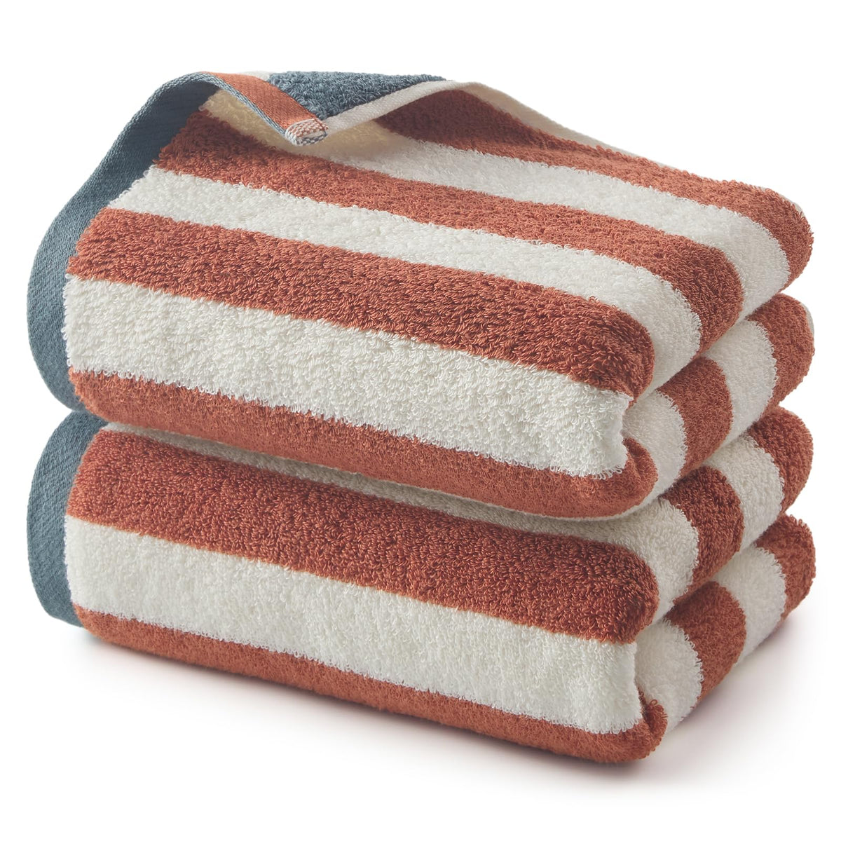 REDKISS Striped Hand Towels for Bathroom, Kitchen Decor, Guest Use, Kids & Adults, 100% Cotton, 12” x 28”, 2 Pack