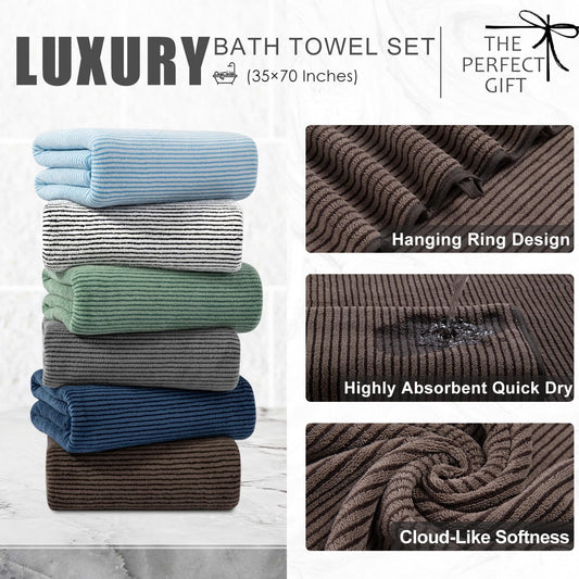 8-Piece Premium Towel Set for Bathroom|2 Oversized Large Bath Sheet,2 Hand Towels,4 Washcloths|Soft Cozy Highly Absorbent Fast Dry Microfiber Shower Towel Set for Hotel Bathroom Essentials,Dark Brown