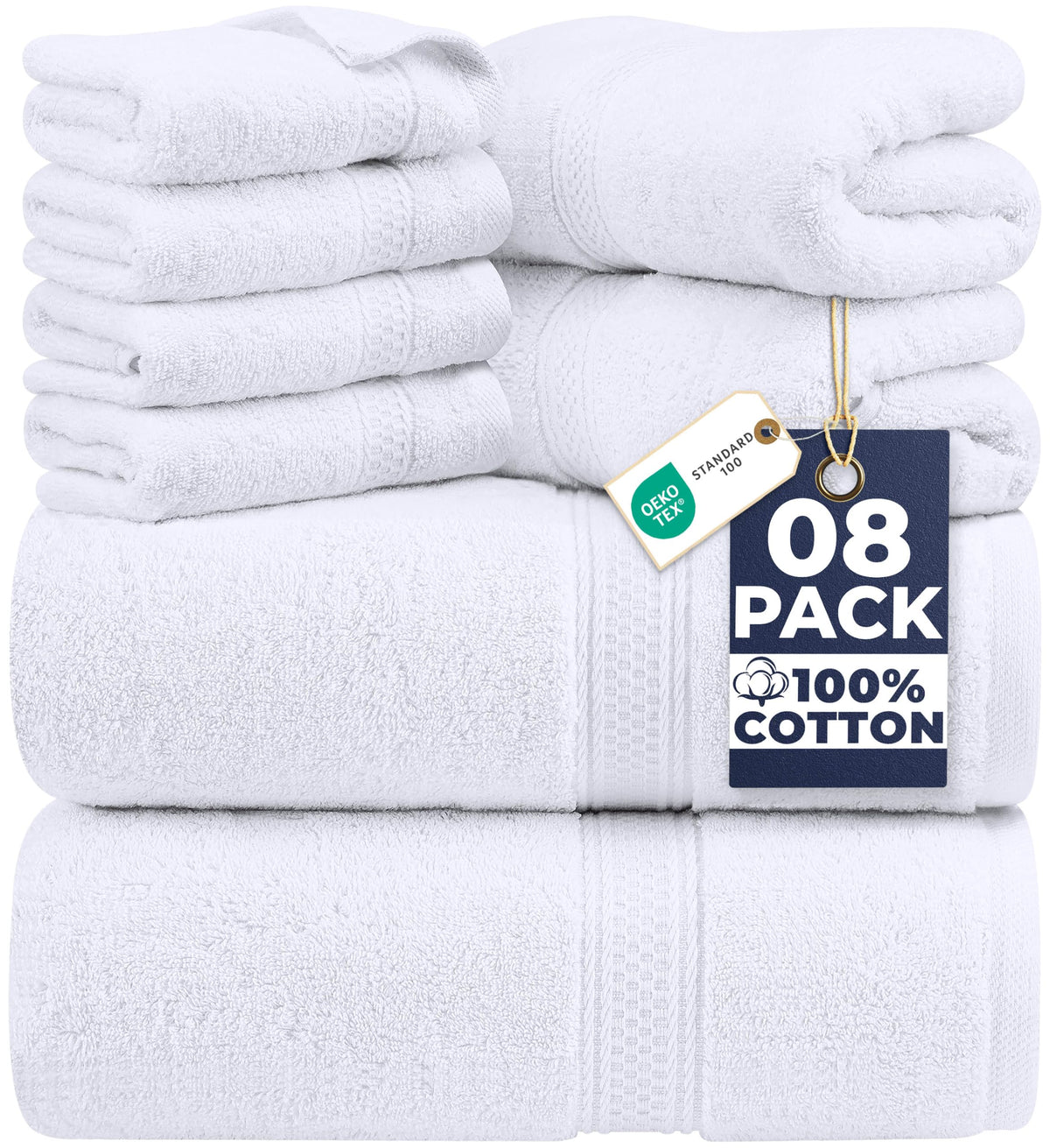 Utopia Towels 8 Piece Majestic Plush Luxury Towel Set, Cotton, Ivory