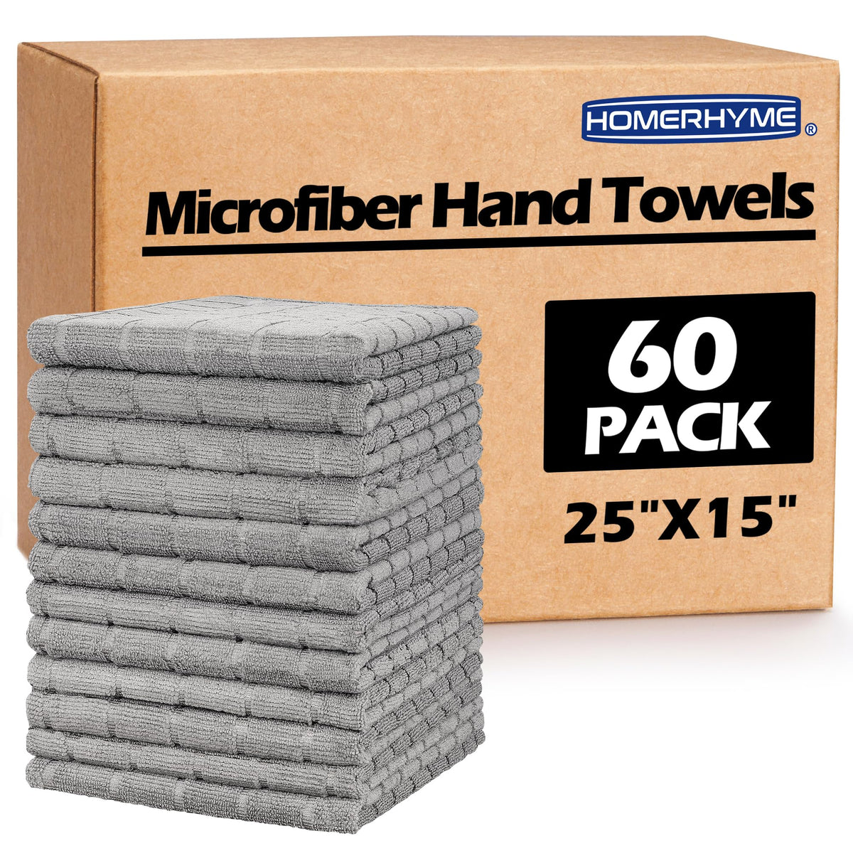 Hand Towels for Bathroom, 24 Pack 25''*15'' Microfiber Grey Bath Hand Towels, Quick Dry Lint Free Soft Absorbent Bulk Washcloths Decorative Fingertip Towels for Hotel Travel Kitchen
