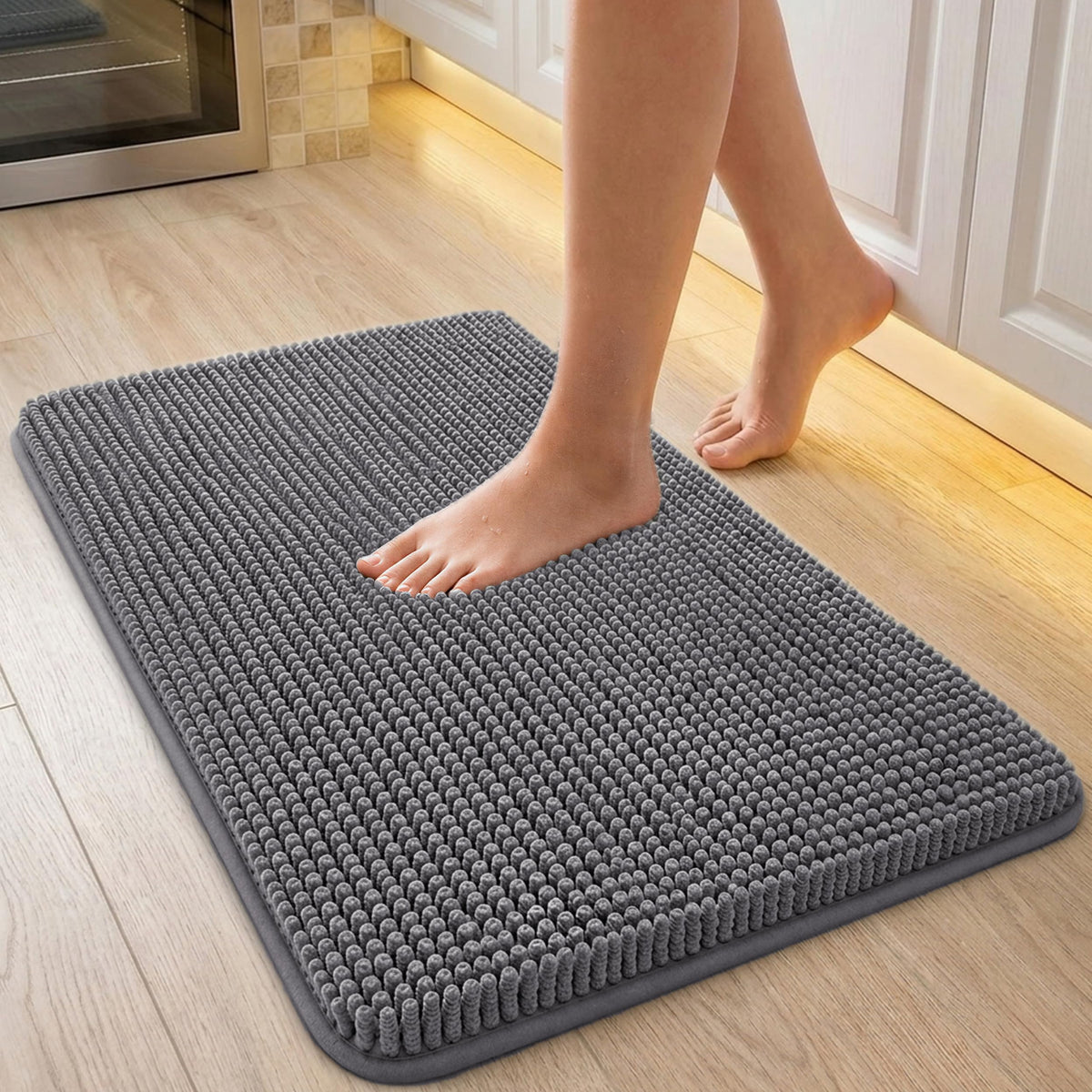 Utopia Home Absorbent Chenille Bath Rug Mat for Bathroom, 24x17 Inch, Grey