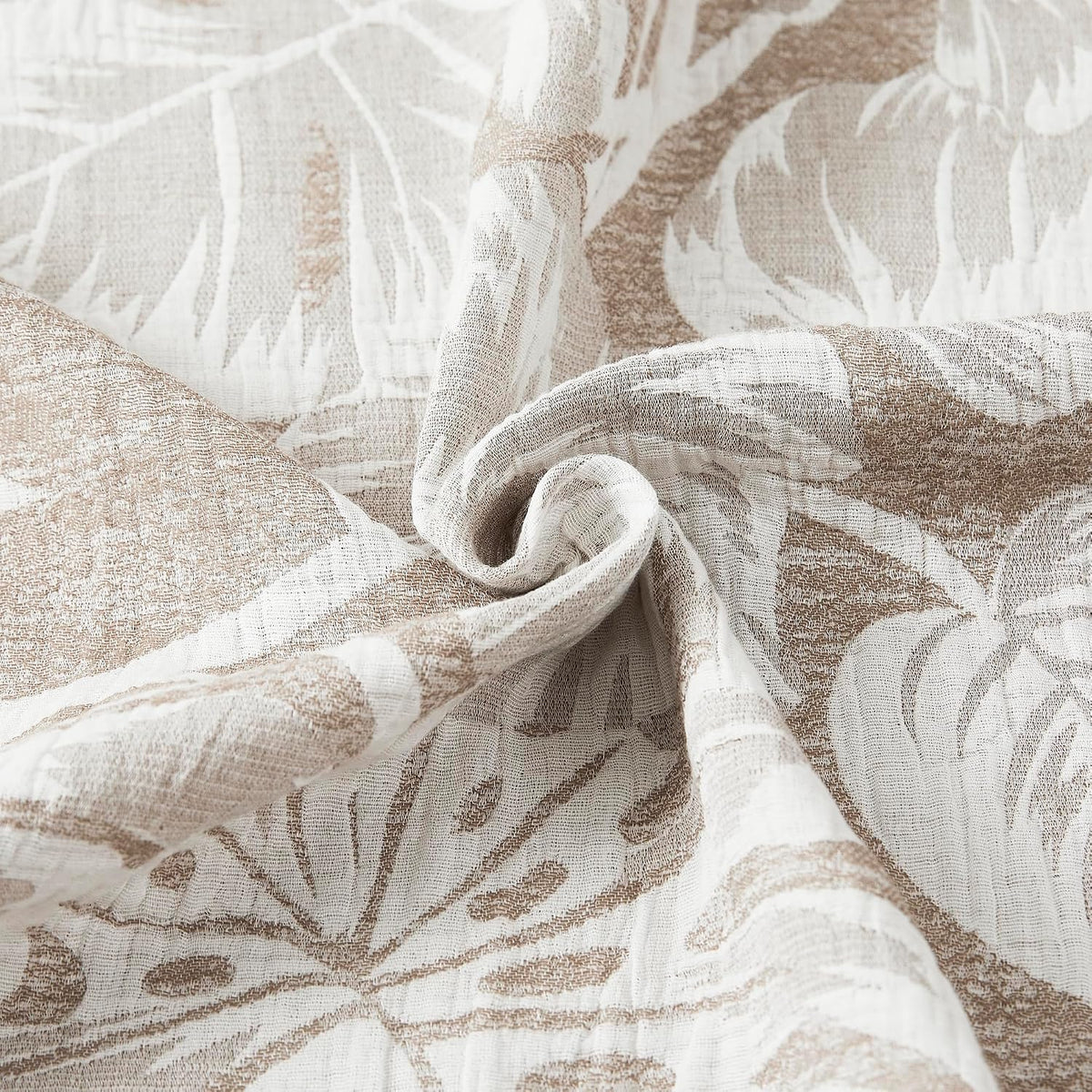 Lush Decor Bali Tropical Leaves Shower Curtain Single 72" W x 72" L Neutral - Tropical Bathroom - Brown Bath Curtain -Coastal Decor