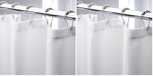 AmazerBath Blush Pink Shower Curtain Fabric, Waffle Shower Curtain Heavy Duty 240GSM, Hotel Quality Bathroom Shower Curtains, 72 x 72 Inches