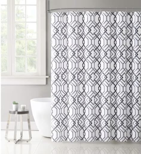 Blue Floral Fabric Shower Curtain Farmhouse Border Design for Bath 72x72