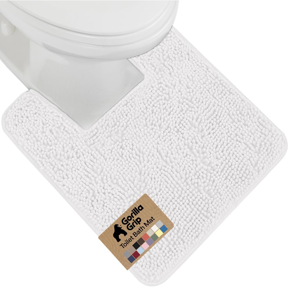 GORILLA GRIP Bath Rug Mat for Bathroom, Absorbent Chenille, 30x20 Gray