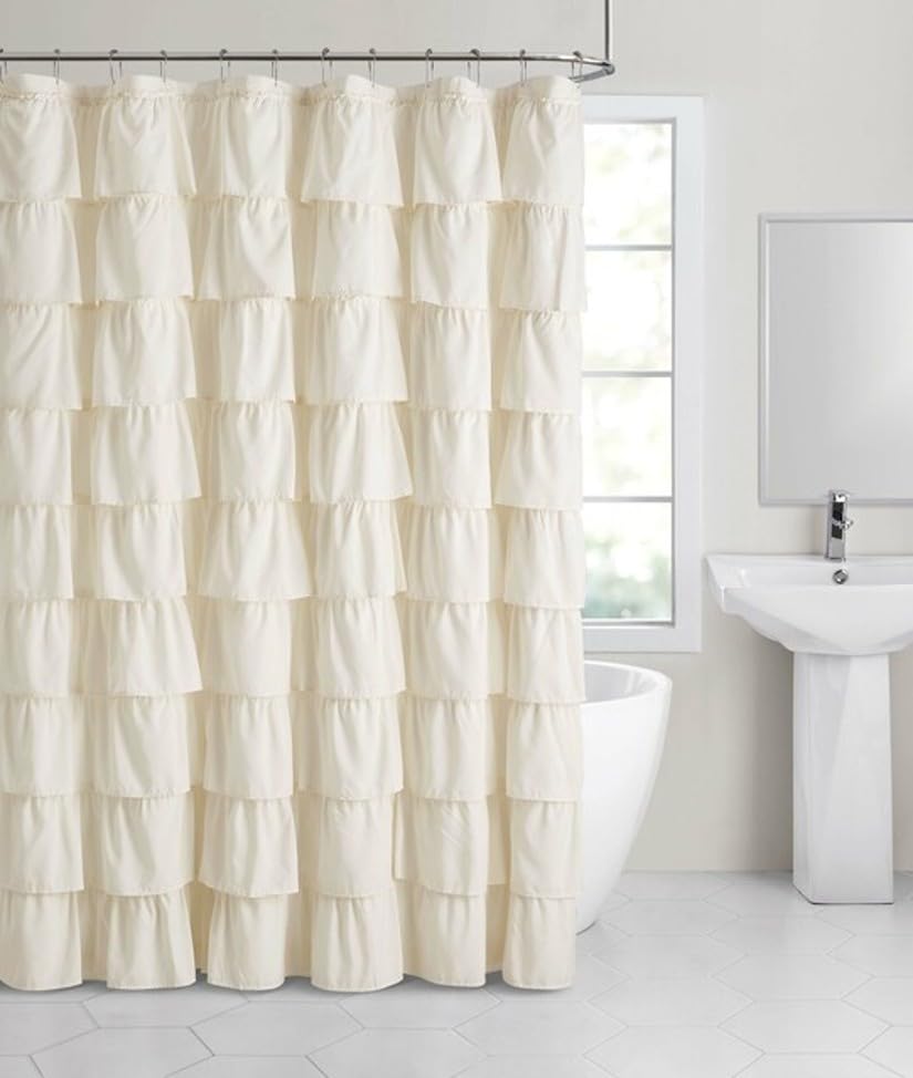VCNY Home Melanie Ruffled Tier Shower Curtain, White, 72 x 72 in