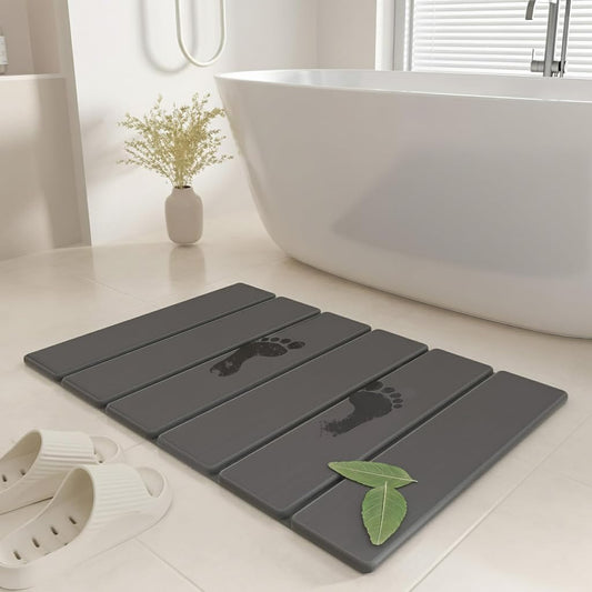 SYIPO Non-Slip Foldable Stone Bath Mat-Diatomite, 23.6 x 15.3”, Dark Gray