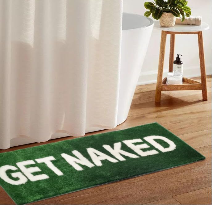 Get Naked Bath Mat - 17" x 24" Absorbent Soft Hot Pink Bath Rug, Machine Washable Non Slip Shower Rug for Bathroom
