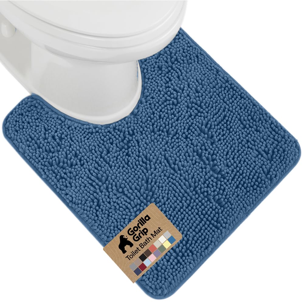 GORILLA GRIP Bath Rug Mat for Bathroom, Absorbent Chenille, 30x20 Gray