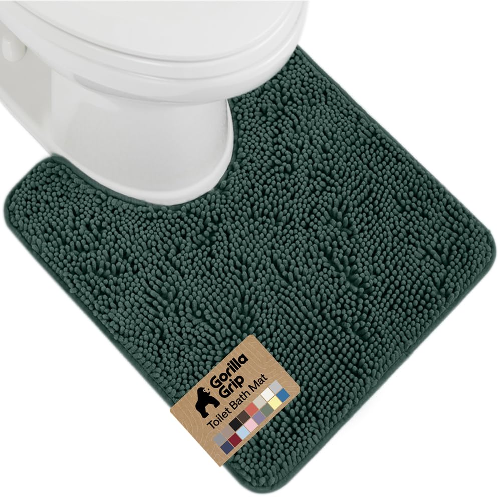 GORILLA GRIP Bath Rug Mat for Bathroom, Absorbent Chenille, 30x20 Gray