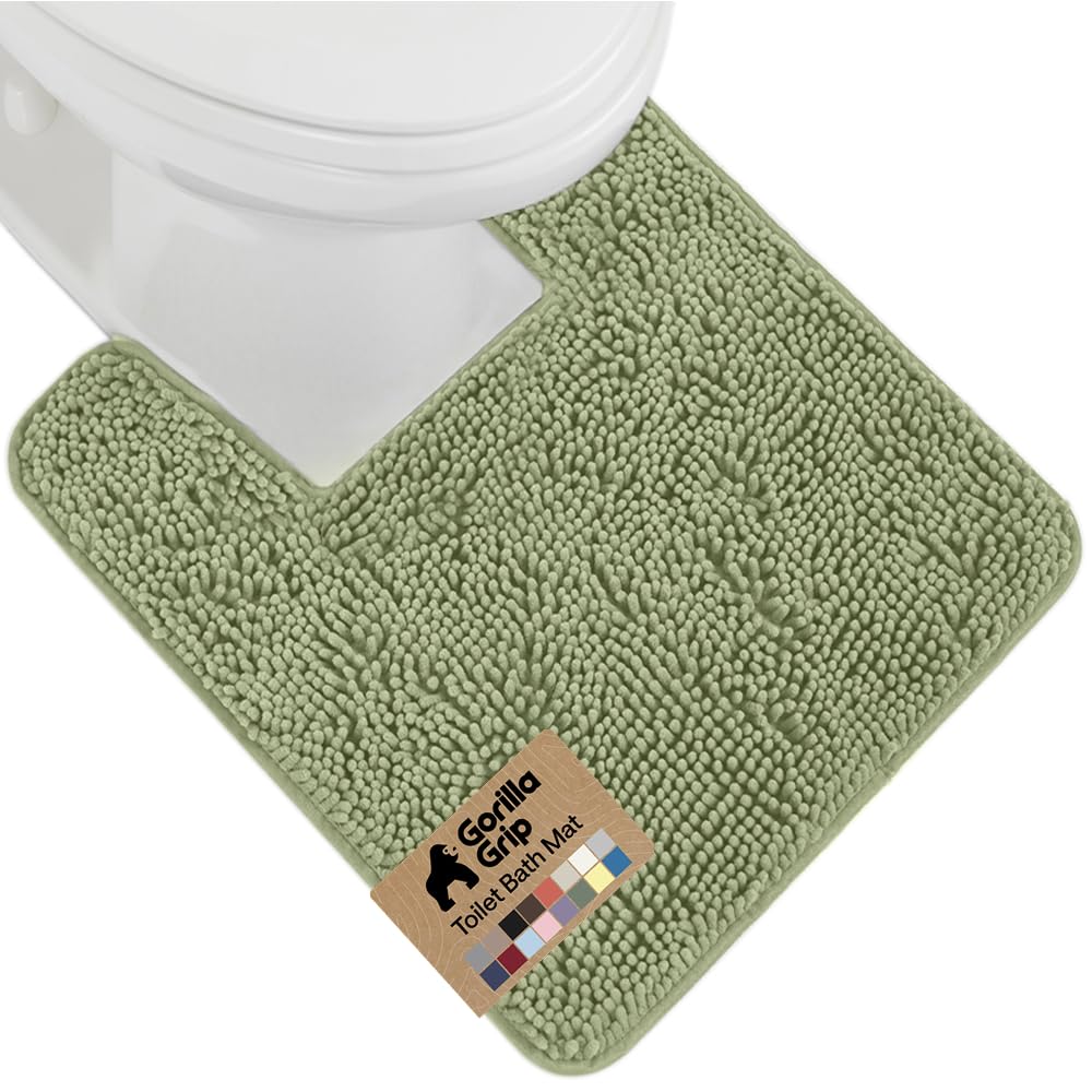 GORILLA GRIP Bath Rug Mat for Bathroom, Absorbent Chenille, 30x20 Gray