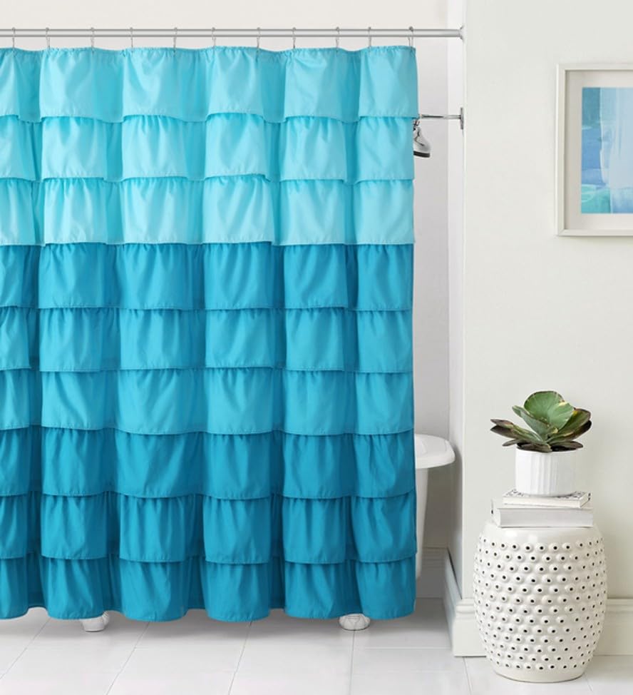 VCNY Home Melanie Ruffled Tier Shower Curtain, White, 72 x 72 in