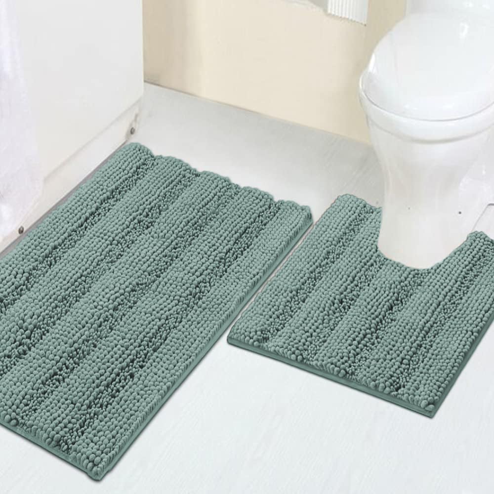Turquoize Bathroom Runner Rug 17"x47", Soft Absorbent Chenille Bath Rug