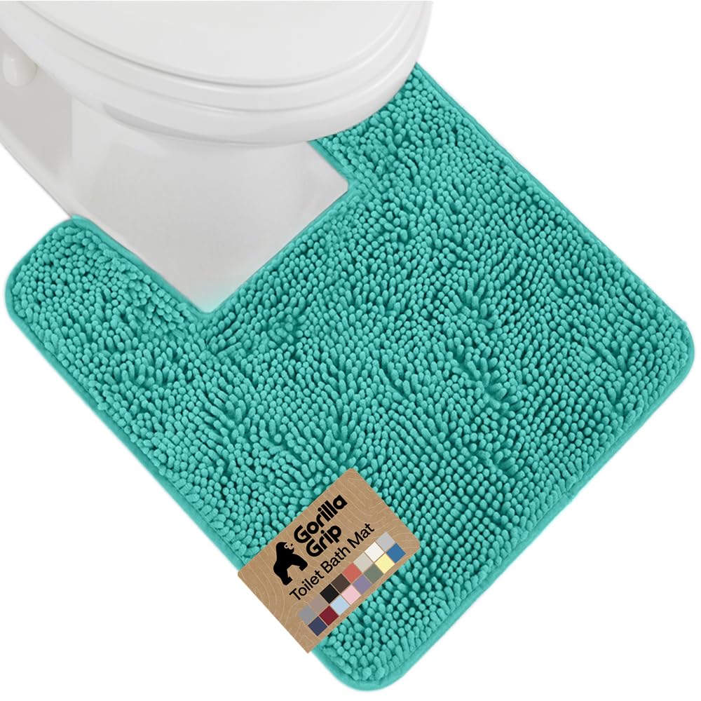 GORILLA GRIP Bath Rug Mat for Bathroom, Absorbent Chenille, 30x20 Gray