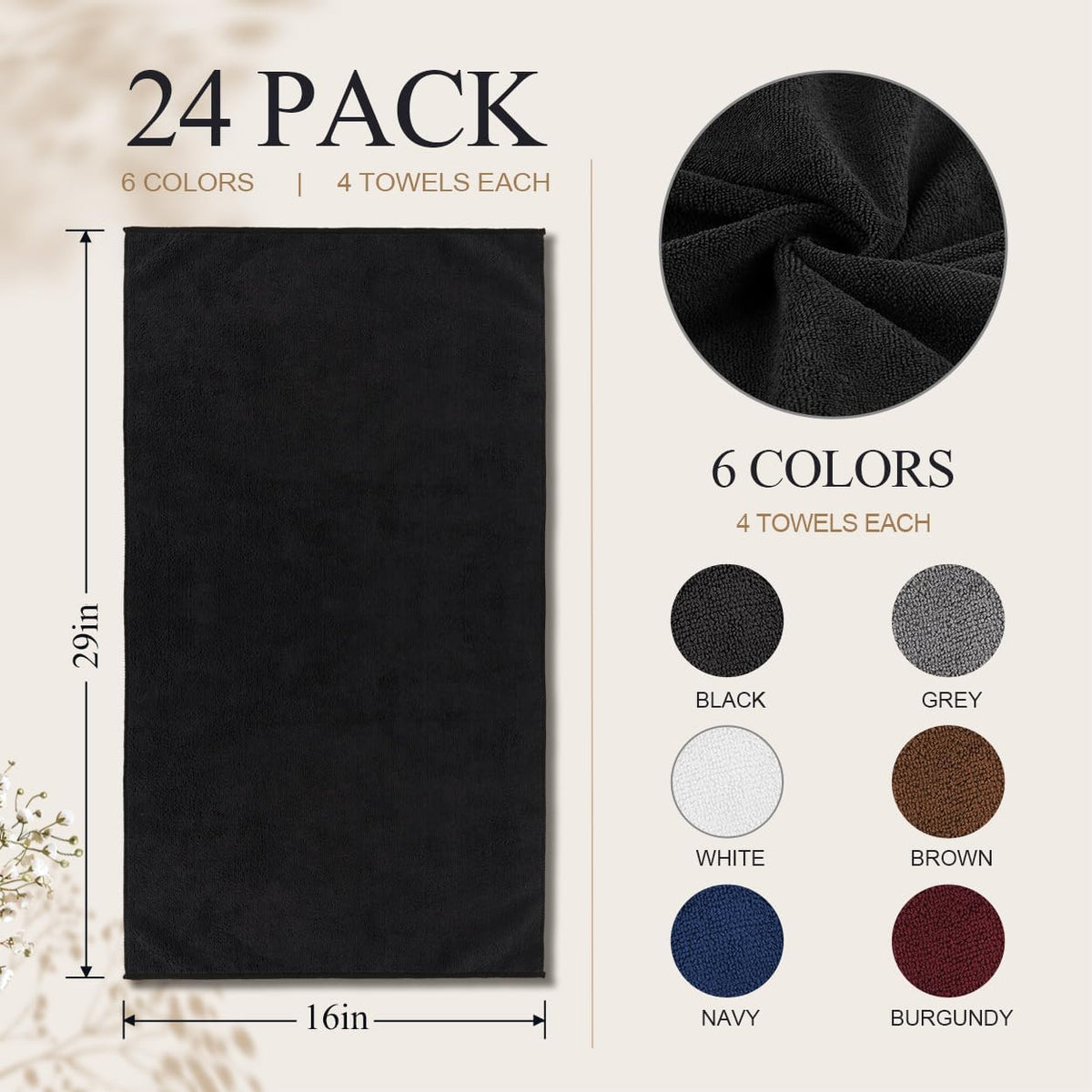 UNIMADE Salon Towels 24 Pack, Microfiber Barber Towels Bulk