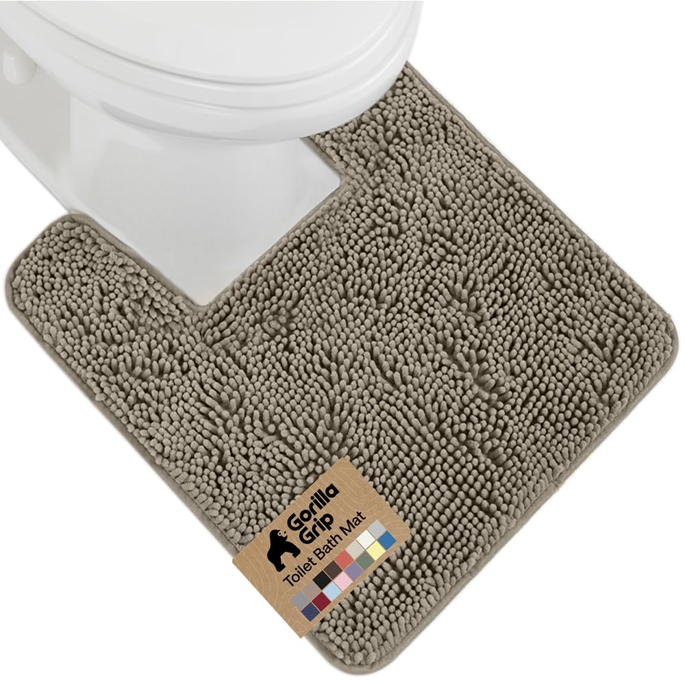 GORILLA GRIP Bath Rug Mat for Bathroom, Absorbent Chenille, 30x20 Gray