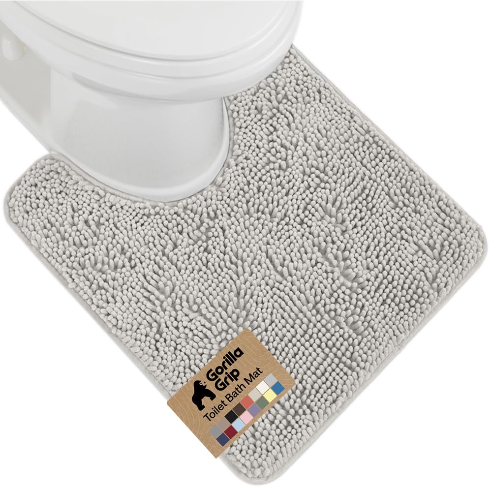 GORILLA GRIP Bath Rug Mat for Bathroom, Absorbent Chenille, 30x20 Gray