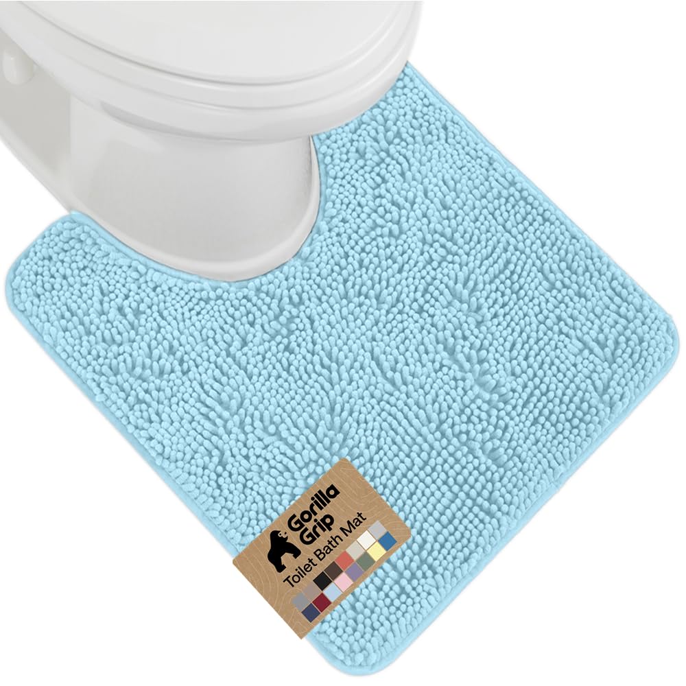 GORILLA GRIP Bath Rug Mat for Bathroom, Absorbent Chenille, 30x20 Gray
