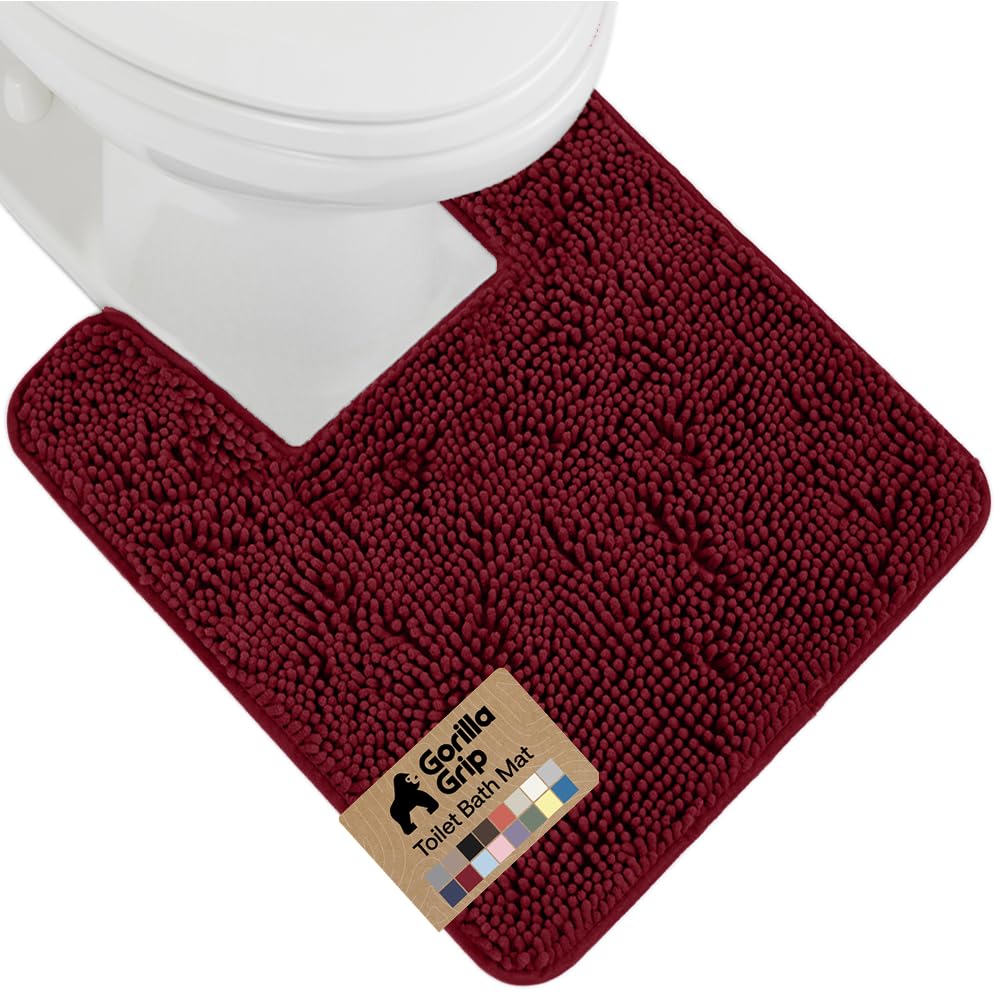 GORILLA GRIP Bath Rug Mat for Bathroom, Absorbent Chenille, 30x20 Gray