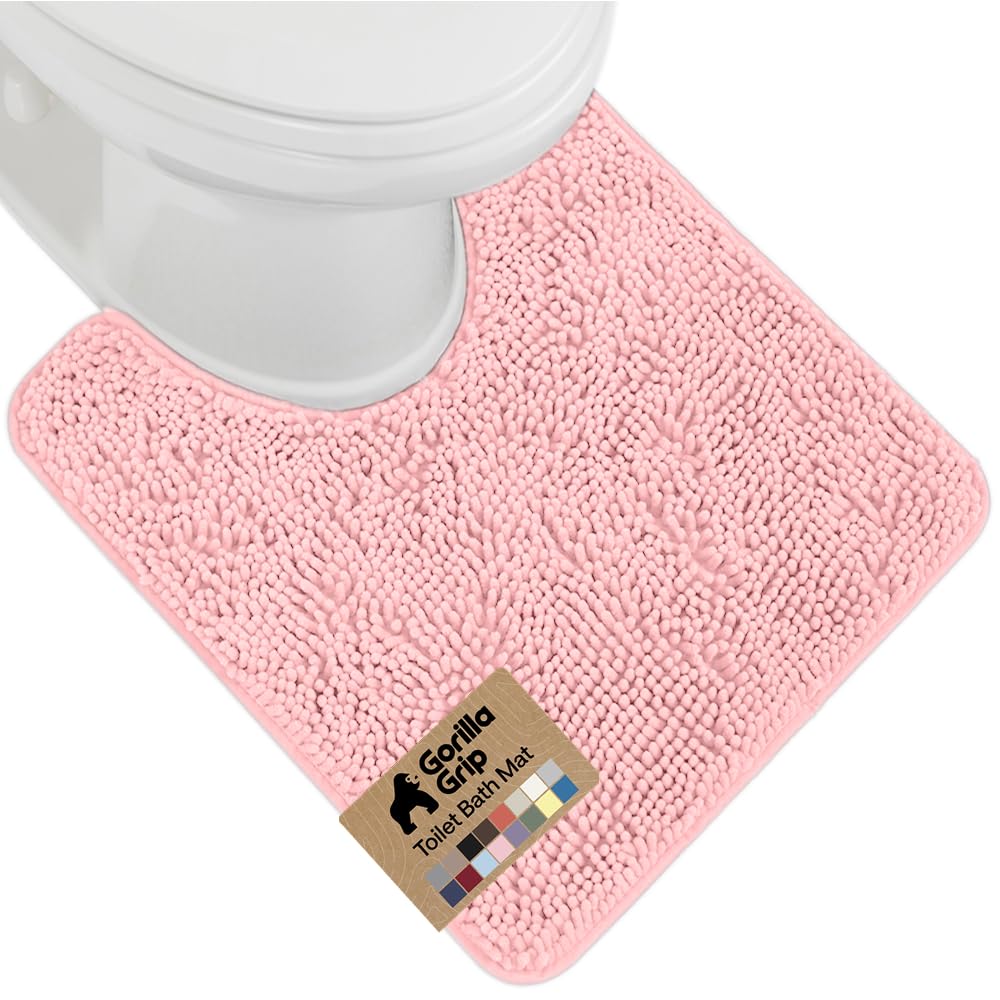 GORILLA GRIP Bath Rug Mat for Bathroom, Absorbent Chenille, 30x20 Gray