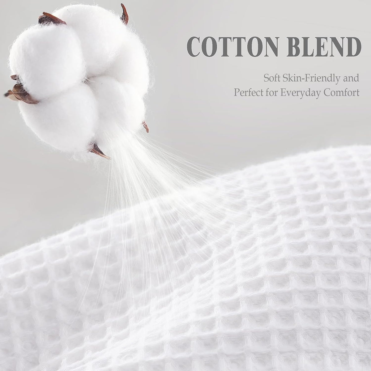 White Waffle Weave Shower Curtain 258GSM Heavyweight Cotton Fabric 72Wx72L