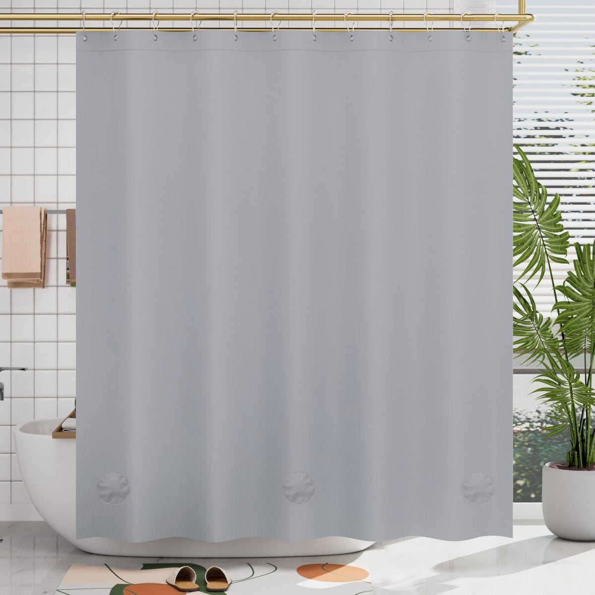 AmazerBath 48x72 Shower Curtain Stall, Small Shower Curtain for Shower Stall, Clear Bathroom Curtain Plastic, Thick PEVA Bathroom Accessories with 2 Clear Weighted Stones and 8 Grommet Holes