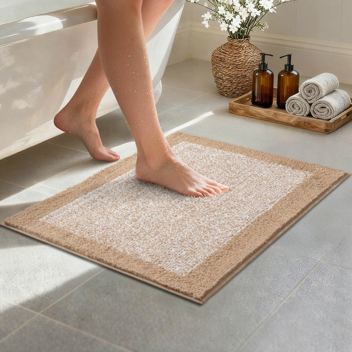 48x24 Long Bathroom Rugs Non Slip Washable, Soft Absorbent Bath Mat Blue