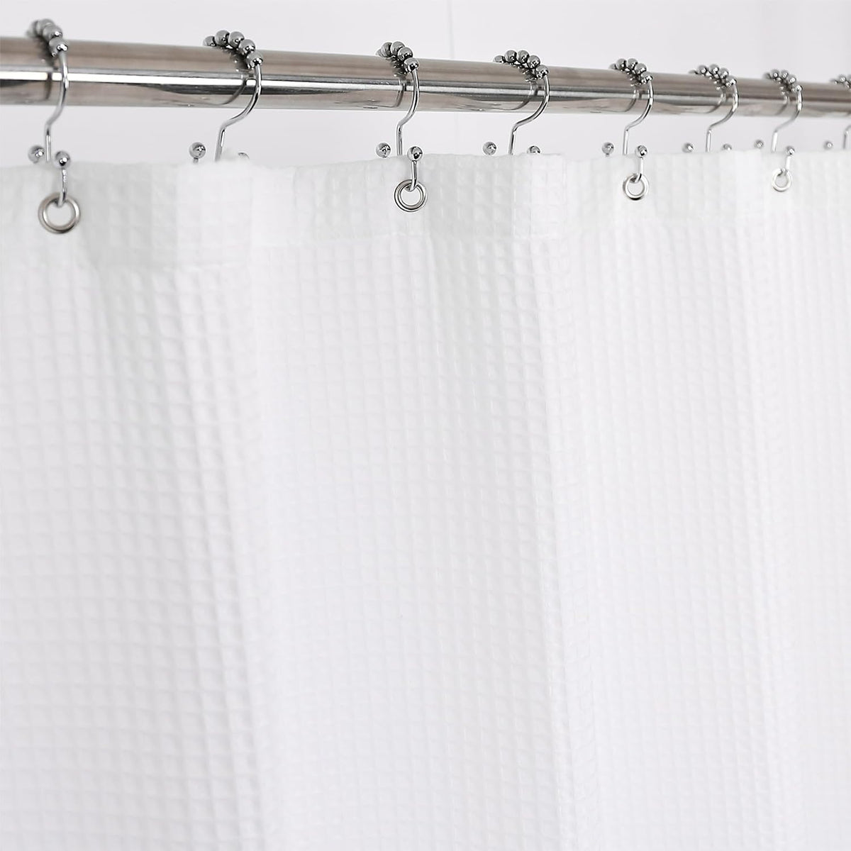 Barossa Design Waffle Weave Shower Curtain Fabric White, 72x72