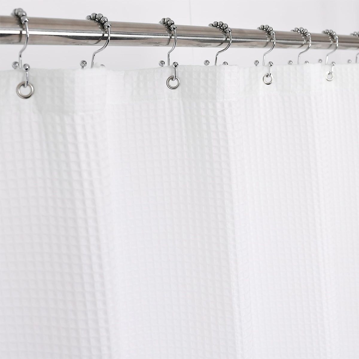 Barossa Design Waffle Weave Shower Curtain Fabric White, 72x72