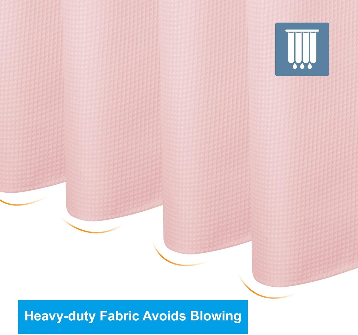 AmazerBath Blush Pink Shower Curtain Fabric, Waffle Shower Curtain Heavy Duty 240GSM, Hotel Quality Bathroom Shower Curtains, 72 x 72 Inches