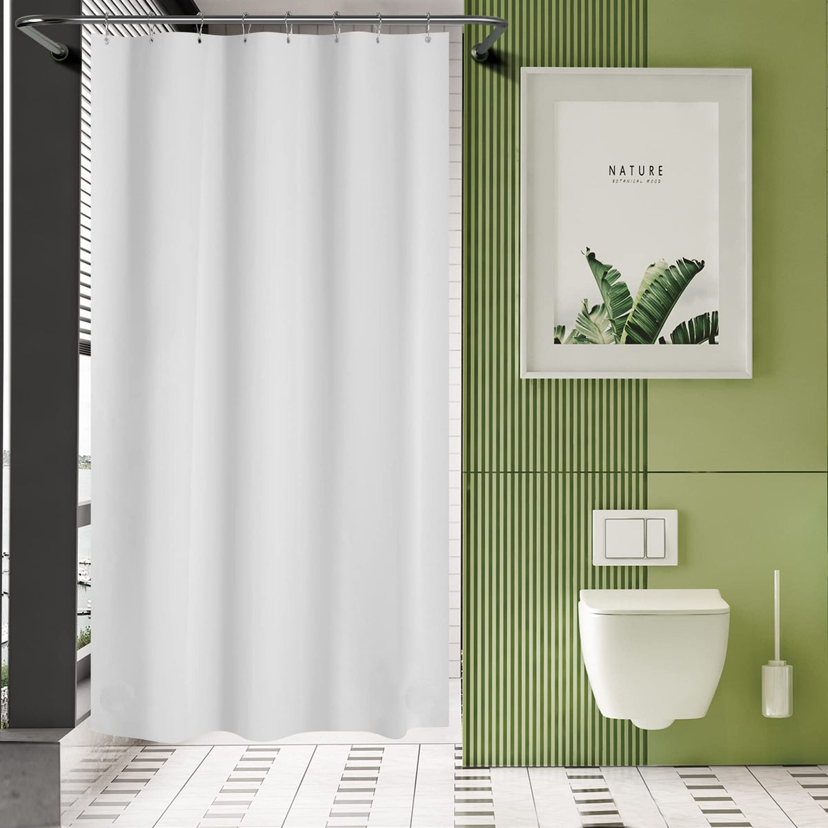 AmazerBath 48x72 Shower Curtain Stall, Small Shower Curtain for Shower Stall, Clear Bathroom Curtain Plastic, Thick PEVA Bathroom Accessories with 2 Clear Weighted Stones and 8 Grommet Holes