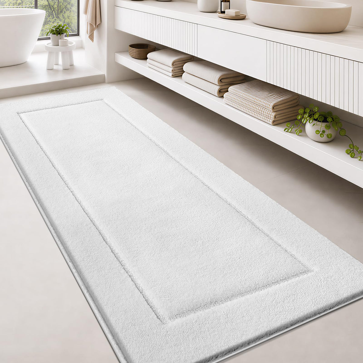 anllugs Bathroom Rugs, Non-Slip Bath Rugs, 24" x 60", Grey