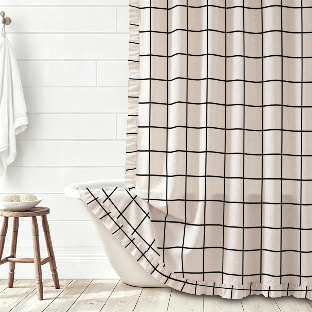 WOUVMA Brown Striped Shower Curtain Neutral