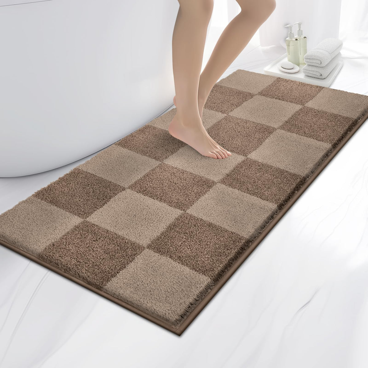 anllugs Bathroom Rugs, 20" x 30" Soft Bath Rugs, Olive Green & Green
