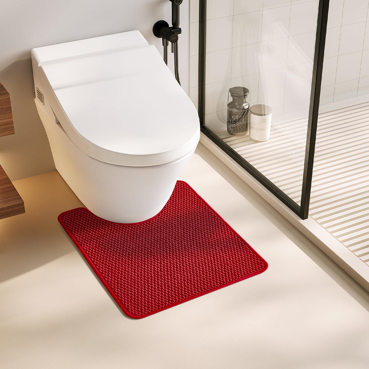 TYUU Bathroom Rugs Non Slip Washable, Super Absorbent Thin Bath Mat Small Quick Dry Low Pile Bathroom Rug, Light Grey 16"x24"