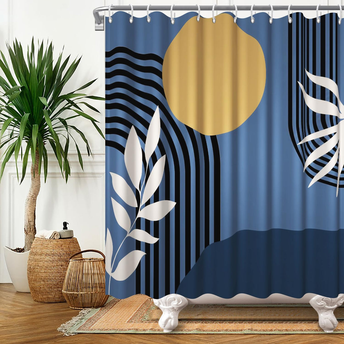 Burnt Orange Rust Shower Curtain Boho Abstract Geometric