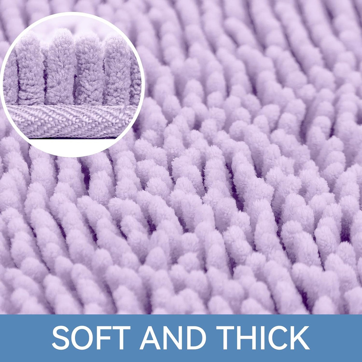 Bcoimo Small Bath Rug Mat,24x17 Extra Soft Chenille Lavender Bathroom Mats