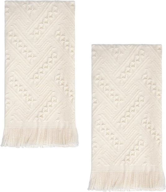 Luxury Decorative Hand Towels Bathroom: Boho Home Deco (Cream, 14"x30")