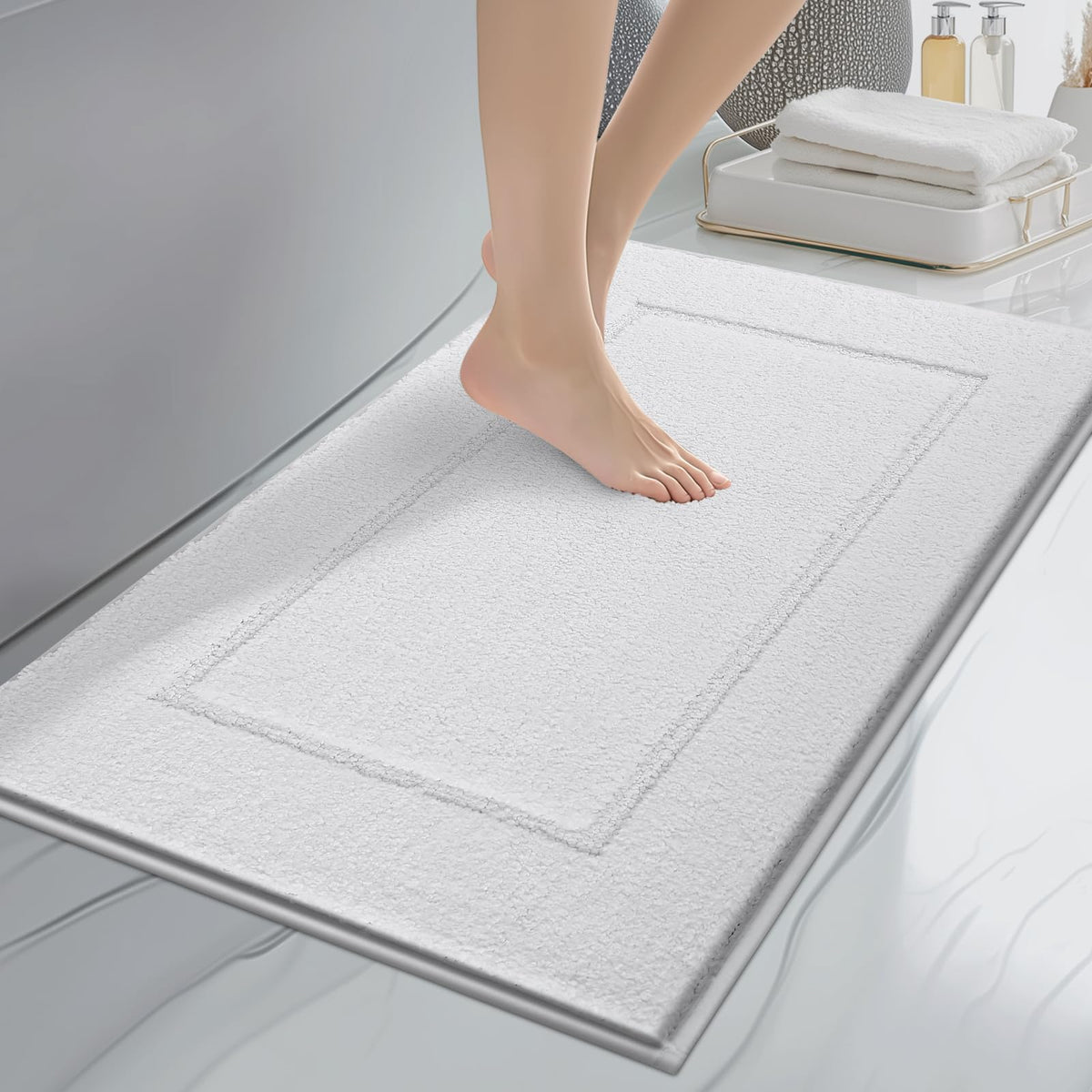 anllugs Bathroom Rugs, 20" x 30" Soft Bath Rugs, Olive Green & Green